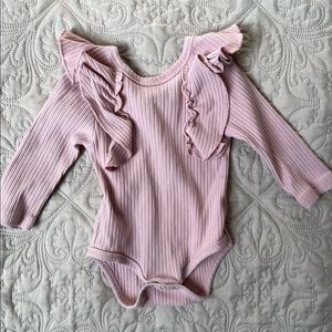Baby girl | 6 month | boutique style onesie | light mauve | ruffles